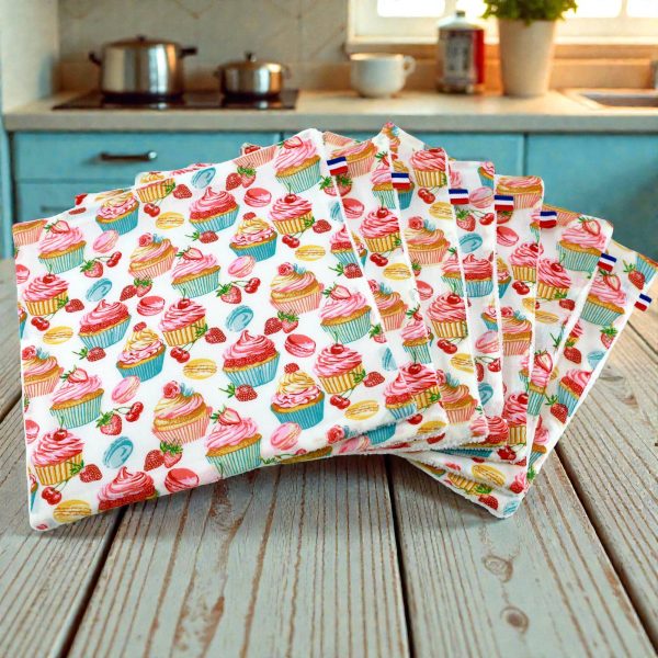 7-feuilles-essuie-tout-lavables-motif-gateaux-micro-fibre-atelier-julac Essuie-tout lavable 7 feuilles avec des gâteaux gourmands Atelier Julac