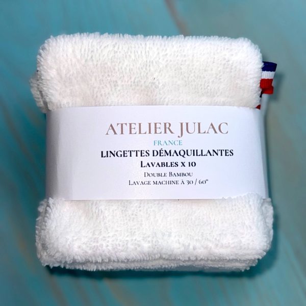 Emballage du lot de 10 cotons démaquillants lavables en bambou Atelier Julac