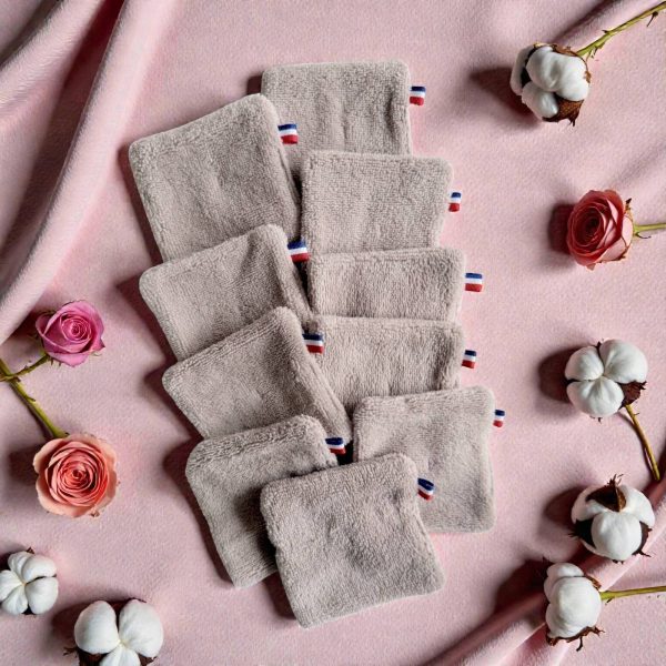 Lot de 10 cotons démaquillants lavables vieux rose en bambou Atelier Julac
