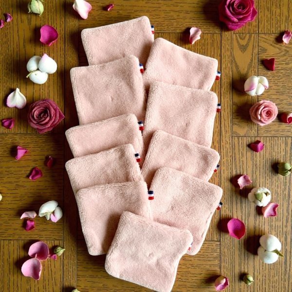 Lot de 10 cotons démaquillants lavables roses en bambou Atelier Julac