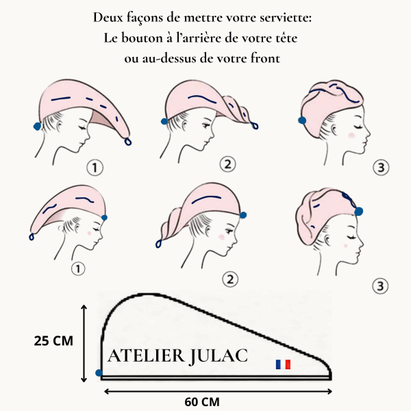 comment-porter-sa-serviette-cheveux Mode d'emploi serviette cheveux lavable bambou Atelier Julac – deux façons de nouer