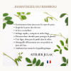 avantages-du-bambou Infographie des avantages du bambou : doux, hypoallergénique, résistant, séchage rapide, antibactérien naturel – Atelier Julac