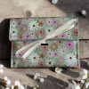 Pochette à Savon Lavable Bambou/Coton - Fleurs Roses&Vertes