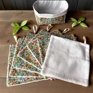 Panière et serviettes visage lavables bambou Atelier Julac
