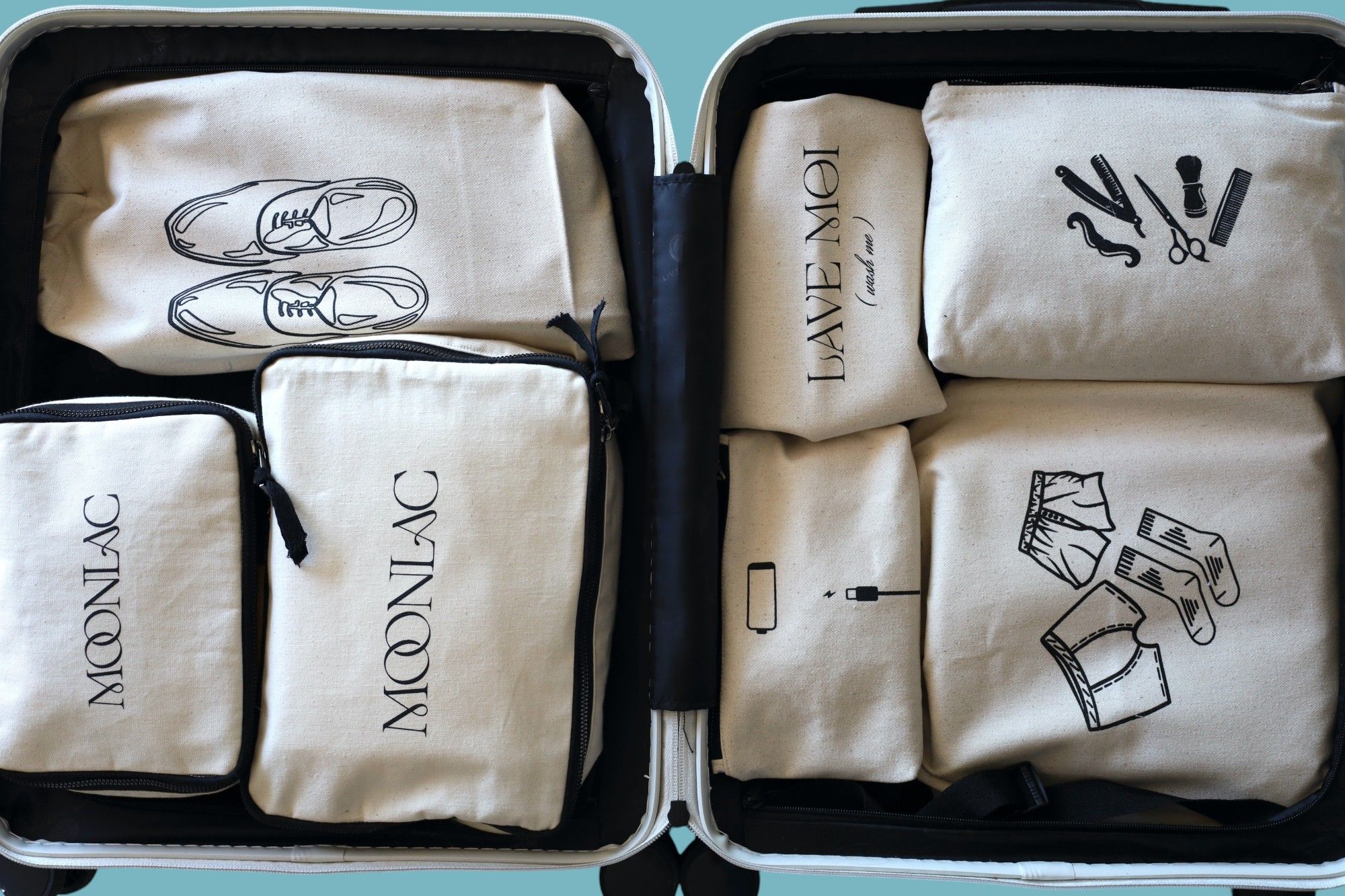 valise-accessoires-rangement-moonlac Accessoires de rangement pour valise nomade, marque MOONLAC