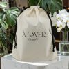 Sac de rangement sèche-cheveux en coton écru Grand sac à linge sale en coton écru imprimé À laver, cordon noir, MOONLAC chez Atelier Julac