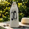 Sac à chaussures femme pour ballerines en coton écru Sac à chaussures femme en coton écru imprimé ballerines à nœud, cordon noir, MOONLAC chez Atelier Julac
