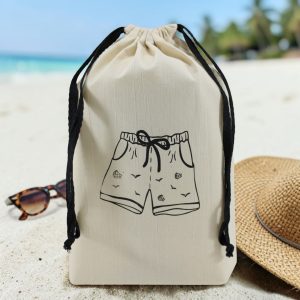 ac de rangement homme maillot de bain organisation valise Sac de rangement homme pour maillot de bain en coton écru, organisation valise, Atelier Julac
